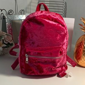 NWT Forever 21 velvet hot pink backpack